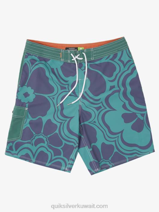 ووترمان رمي باك طباعة 19 شورت Quiksilver رجال 68001437 دخان الصنوبر ارتداد