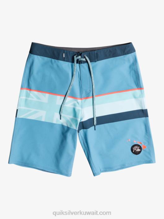 شورت متعرج مخطط باهت 20 لوح Quiksilver رجال 68001604 دلف الأزرق