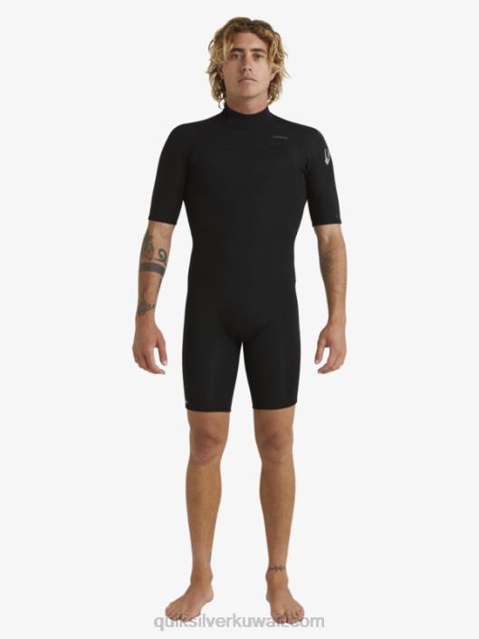 2 / 2mm جلسات يومية قصيرة الأكمام السوستة الخلفية Quiksilver رجال 68001432 أسود