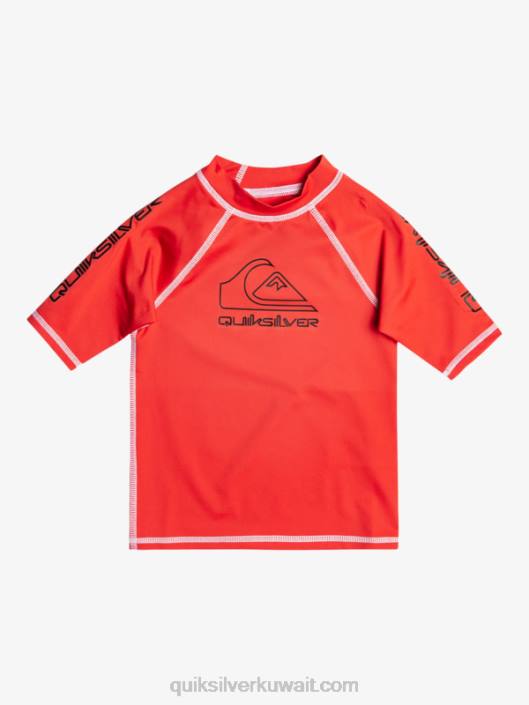 2-7 في جولة قصيرة الأكمام upf 50 rashguard Quiksilver أولاد 68002116 أحمر شديد الخطورة