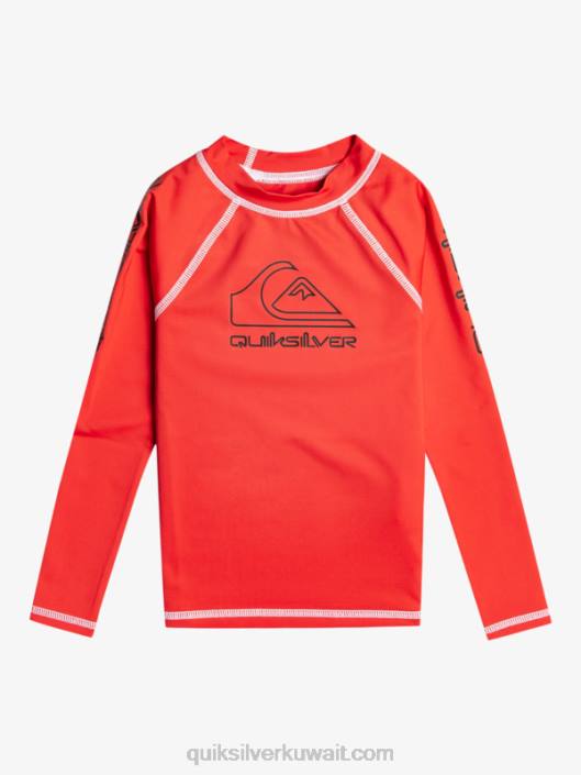 2-7 في جولة طويلة الأكمام upf 50 rashguard Quiksilver أولاد 68002220 أحمر شديد الخطورة