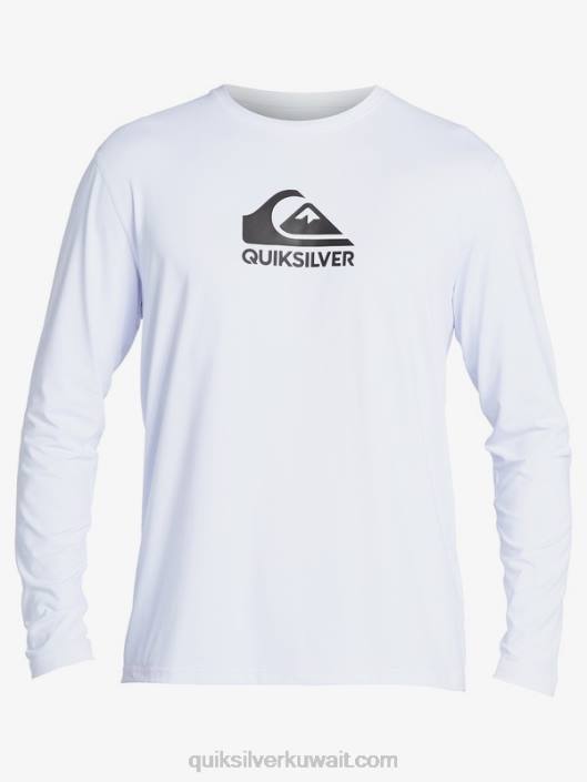 تي شيرت متين طويل الأكمام يصل إلى 50 متزلجًا Quiksilver رجال 68001583 أبيض
