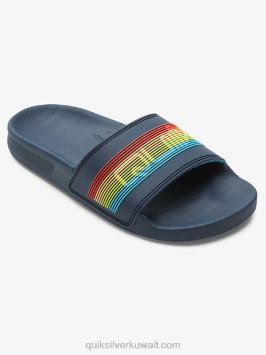 8-16 صندل منزلق بعلامة نصية من ريفي Quiksilver أولاد 68002162 أزرق 2