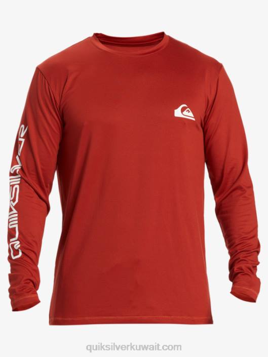 Omni Session Long Sleeve upf 50 Surf T-Shirt Quiksilver رجال 6800403 مغرة حمراء