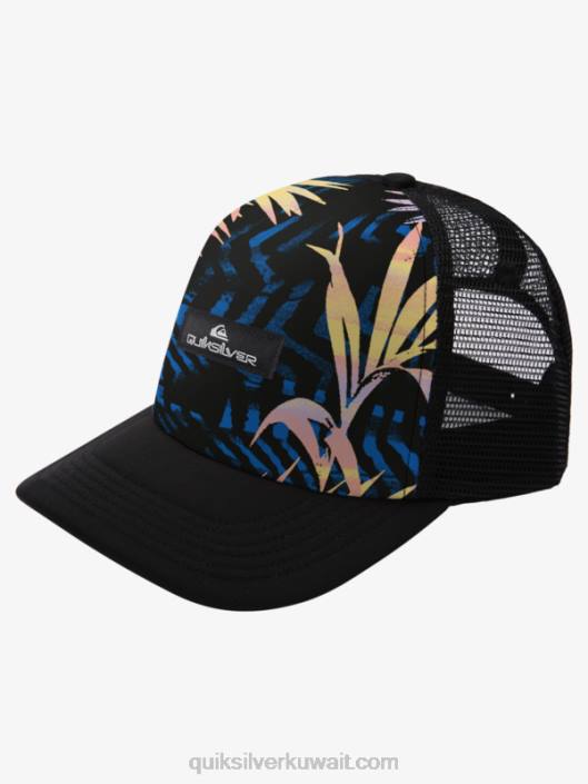 قبعة سائق شاحنة الصقر Quiksilver رجال 68001051 تمزق أسود