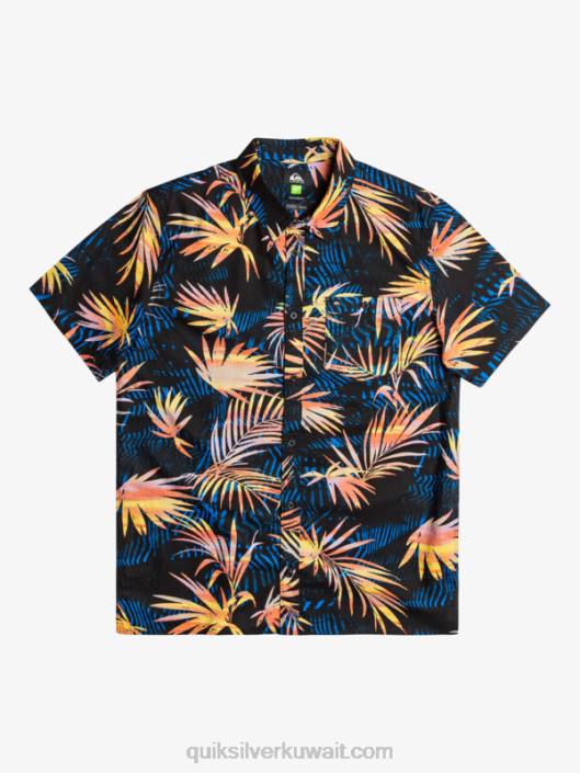 قميص قطني بأكمام قصيرة ممزق Quiksilver رجال 68001239 تمزق أسود