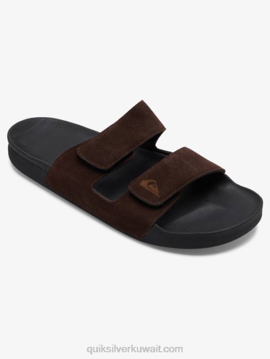صندل جلد ريفي مزدوج ضبط Quiksilver رجال 68001287 بني / أسود