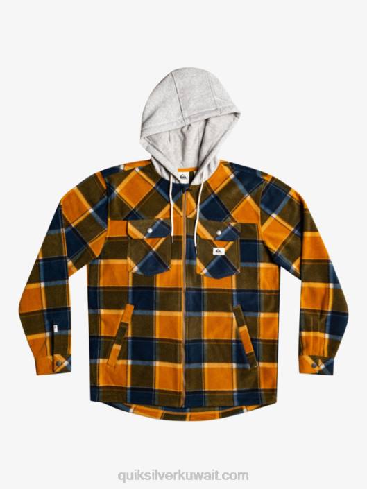 سترة من الصوف بغطاء للرأس ومزودة بغطاء للرأس فائقة الانتفاخ Quiksilver رجال 68001474 باك الفانيلا البني منقوشة