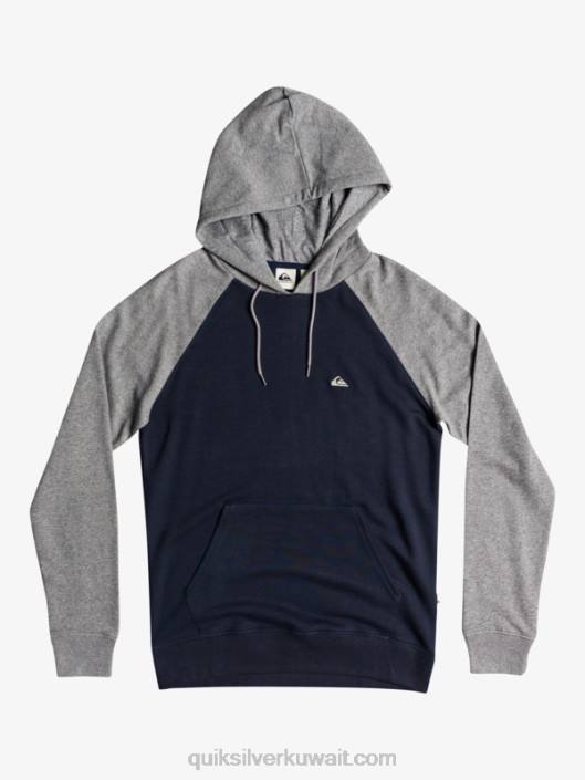 هودي بسحاب أساسي Quiksilver رجال 68001514 هيذر رمادي فاتح / أسود