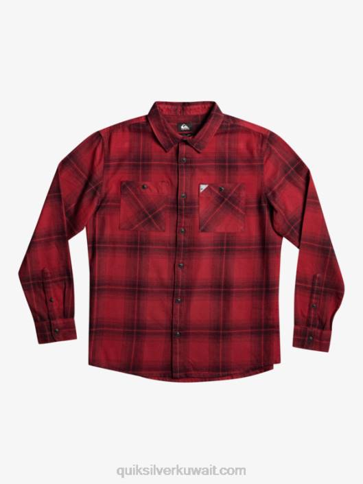 قميص طويل الأكمام منقوش زحل Quiksilver رجال 68001691 روبي النبيذ زحل