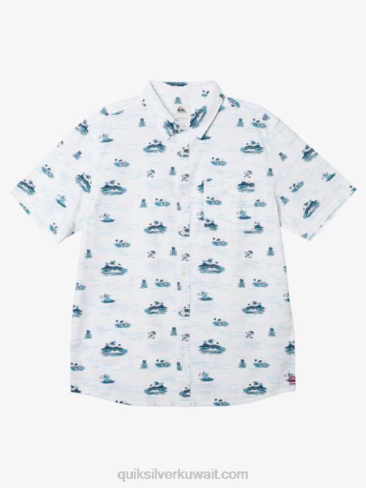 فقدت هاواي في قميص البحر بأكمام قصيرة Quiksilver رجال 68001725 أبيض