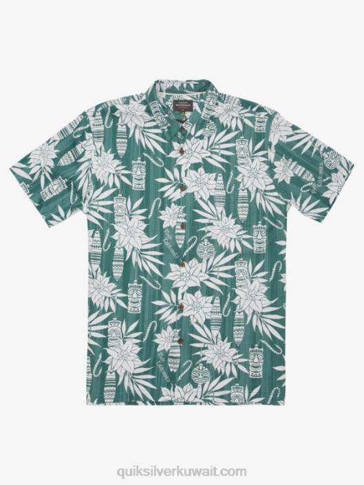 قميص الماء وقت العطلة قصير الأكمام Quiksilver رجال 68001797 وقت عطلة الصنوبر الدخان