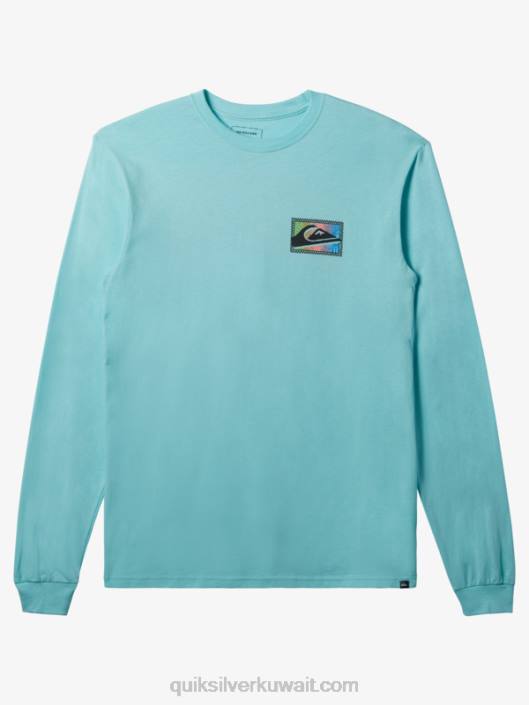 تي شيرت بأكمام طويلة بطباعة متدرجة Quiksilver رجال 6800436 الملاك الأزرق