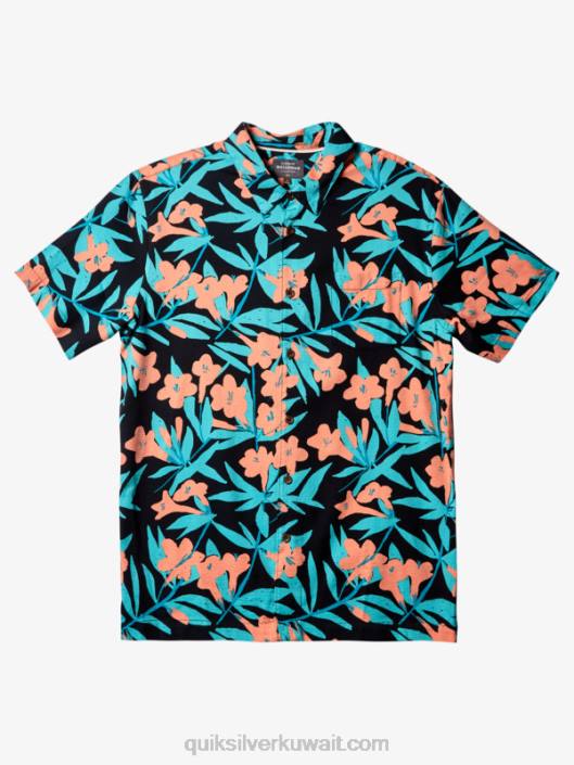رجل الماء حول قميص قصير الأكمام بوش Quiksilver رجال 6800474 أسود حول بوش
