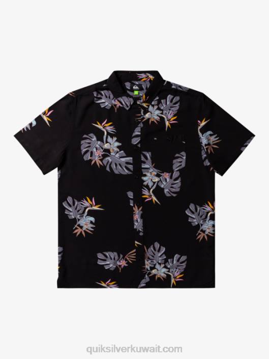 القميص الأزهار قصيرة الأكمام Quiksilver رجال 6800649 الأزهار السوداء SS