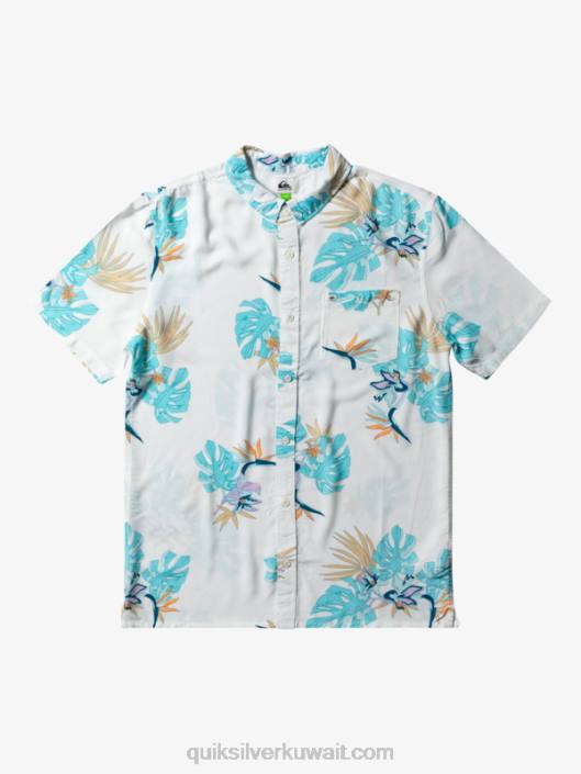 القميص الأزهار قصيرة الأكمام Quiksilver رجال 6800650 سنو وايت الأزهار SS