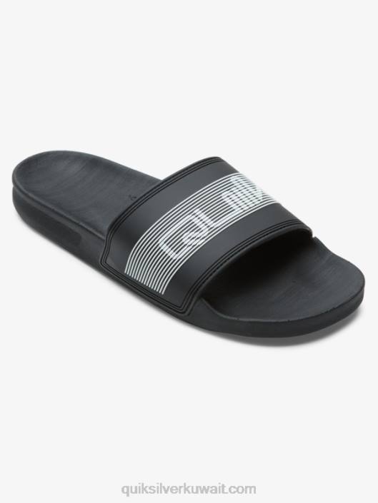 صندل منزلق بعلامة نصية من ريفي Quiksilver رجال 6800683 أسود