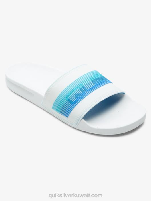 صندل منزلق بعلامة نصية من ريفي Quiksilver رجال 6800686 ابيض ازرق