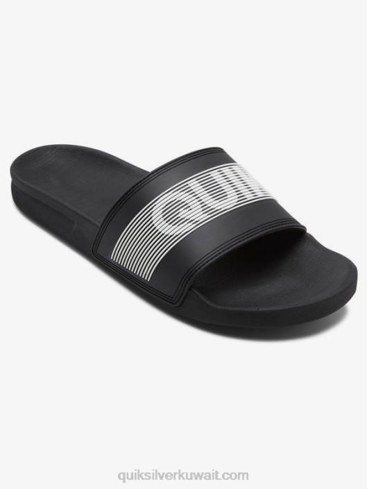 صندل منزلق بعلامة نصية من ريفي Quiksilver رجال 6800689 أسود / أبيض