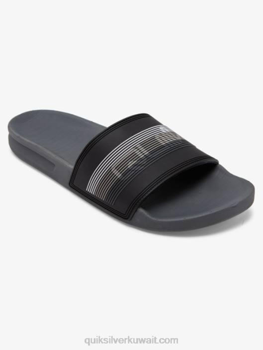 صندل منزلق بعلامة نصية من ريفي Quiksilver رجال 6800690 أسود / رمادي