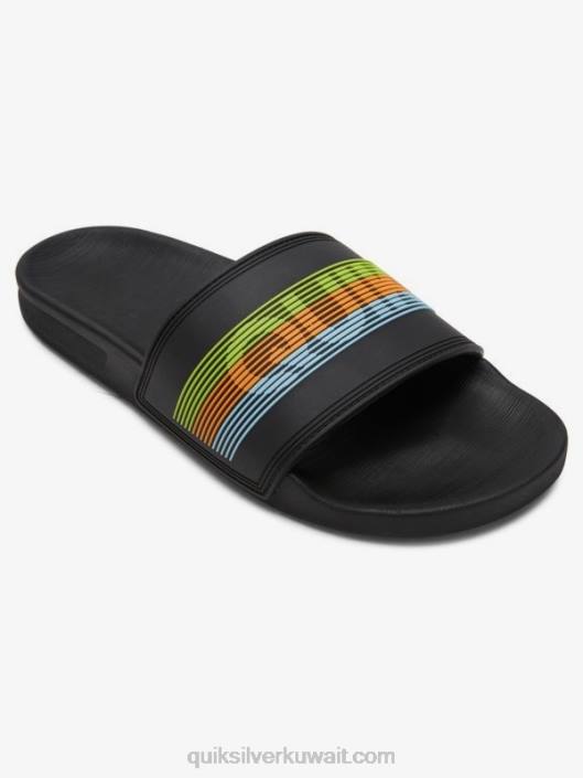 صندل منزلق بعلامة نصية من ريفي Quiksilver رجال 6800693 أسود / برتقالي / أزرق