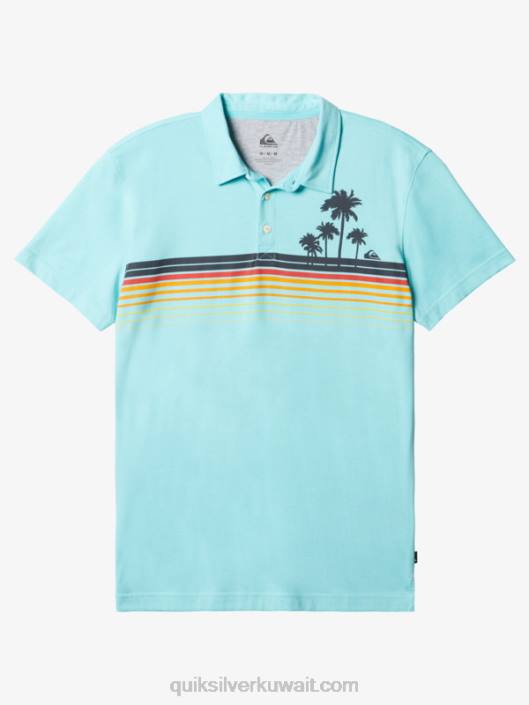 قميص بولو مخطط لايت بأكمام قصيرة Quiksilver رجال 6800749 الملاك الأزرق