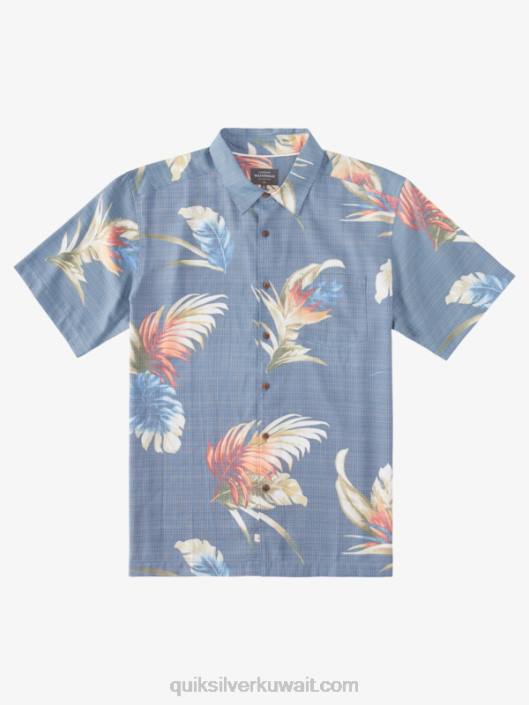 قميص بأكمام قصيرة مزين بالزهور بألوان قوس قزح Quiksilver رجال 6800824 الراية الزرقاء قوس قزح الأزهار