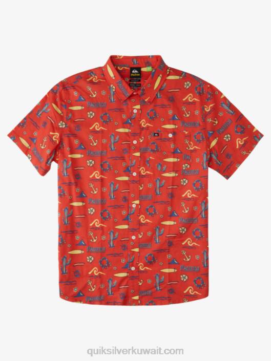 قميص بأكمام قصيرة Quiksilver x Pacifico رجال 680016 أحمر باسيفيكو كويك سيلفر