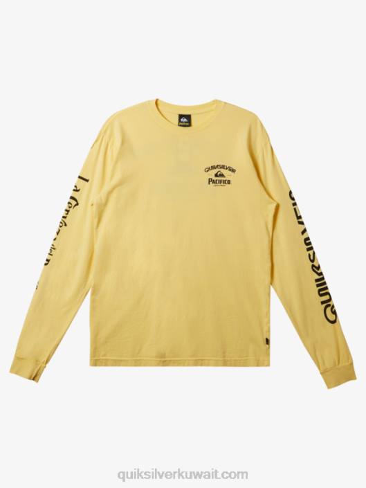 مطلق النار مستقيم طويل الأكمام تي شيرت Quiksilver x Pacifico رجال 68005 ذهب