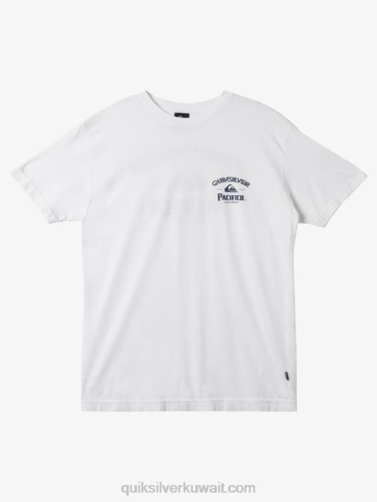 تي شيرت مطلق النار على التوالي Quiksilver x Pacifico رجال 68007 أبيض