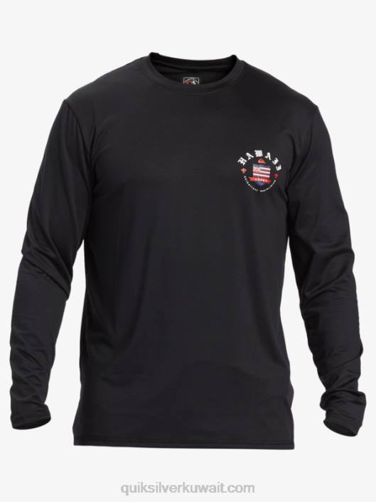 تي شيرت هاواي رويال UPF 50 طويل الأكمام لركوب الأمواج Quiksilver رجال 6800924 أسود