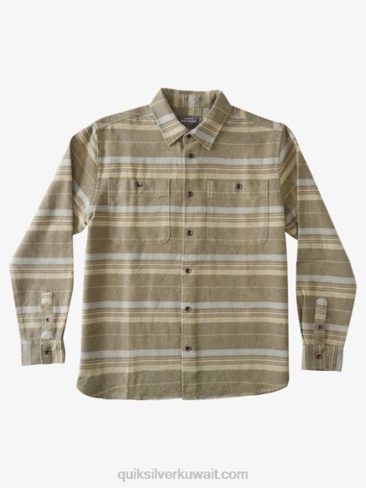 Waterman الأفقي ريدج الفانيلا قميص طويل الأكمام Quiksilver رجال 68001122 حافة أفقية زيتون مغبرة