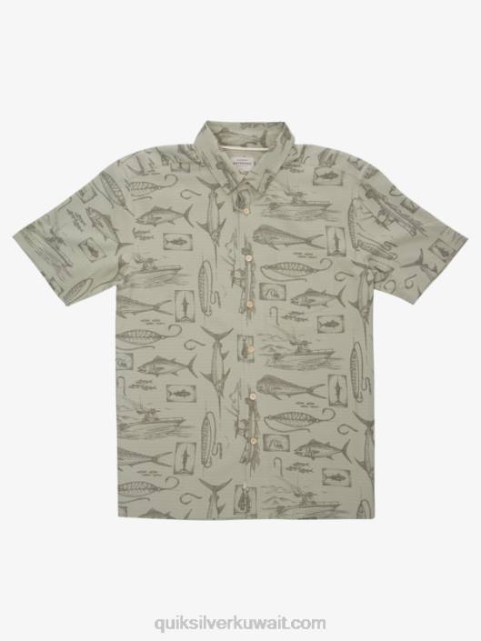 Waterman Slack line Short Sleeve Shirt Quiksilver رجال 68001217 خط سلاك الشاي
