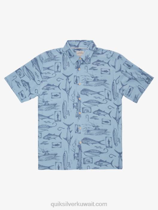 Waterman Slack line Short Sleeve Shirt Quiksilver رجال 68001218 الغسق خط الركود الأزرق