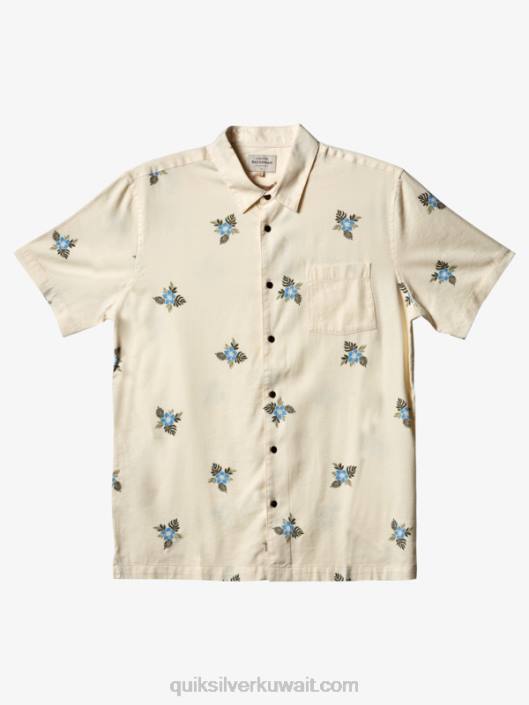 Waterman Small دواسات قميص قصير الأكمام Quiksilver رجال 6800425 دواسات صغيرة بيضاء قديمة