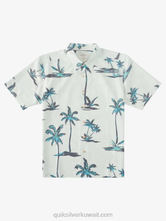 قميص هاواي بأكمام قصيرة من Waterman sea breezer Quiksilver رجال 68001500 نسيم البحر الأخضر الرقيق