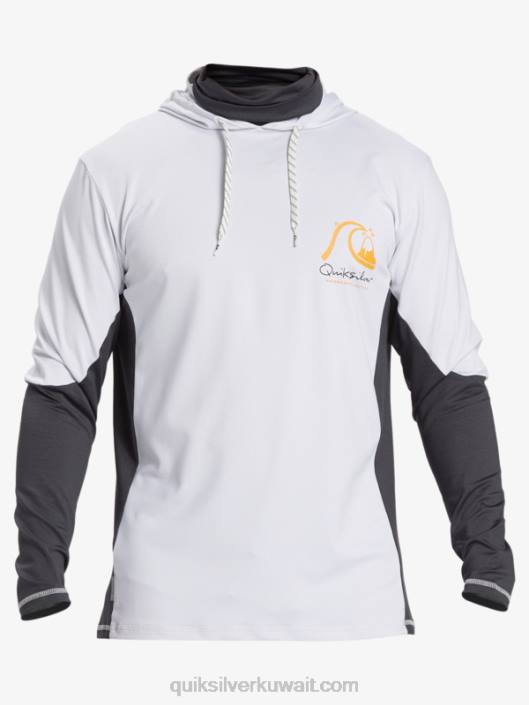 تي شيرت ووترمان صياد مقنع upf 50 بأكمام طويلة Quiksilver رجال 6800831 أبيض