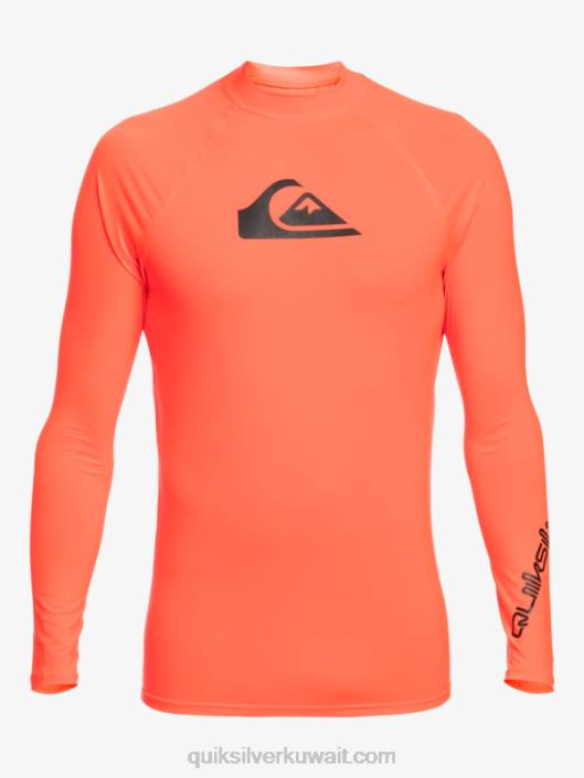 جميع الأوقات طويلة الأكمام upf 50 rashguard Quiksilver رجال 6800821 المرجان الناري